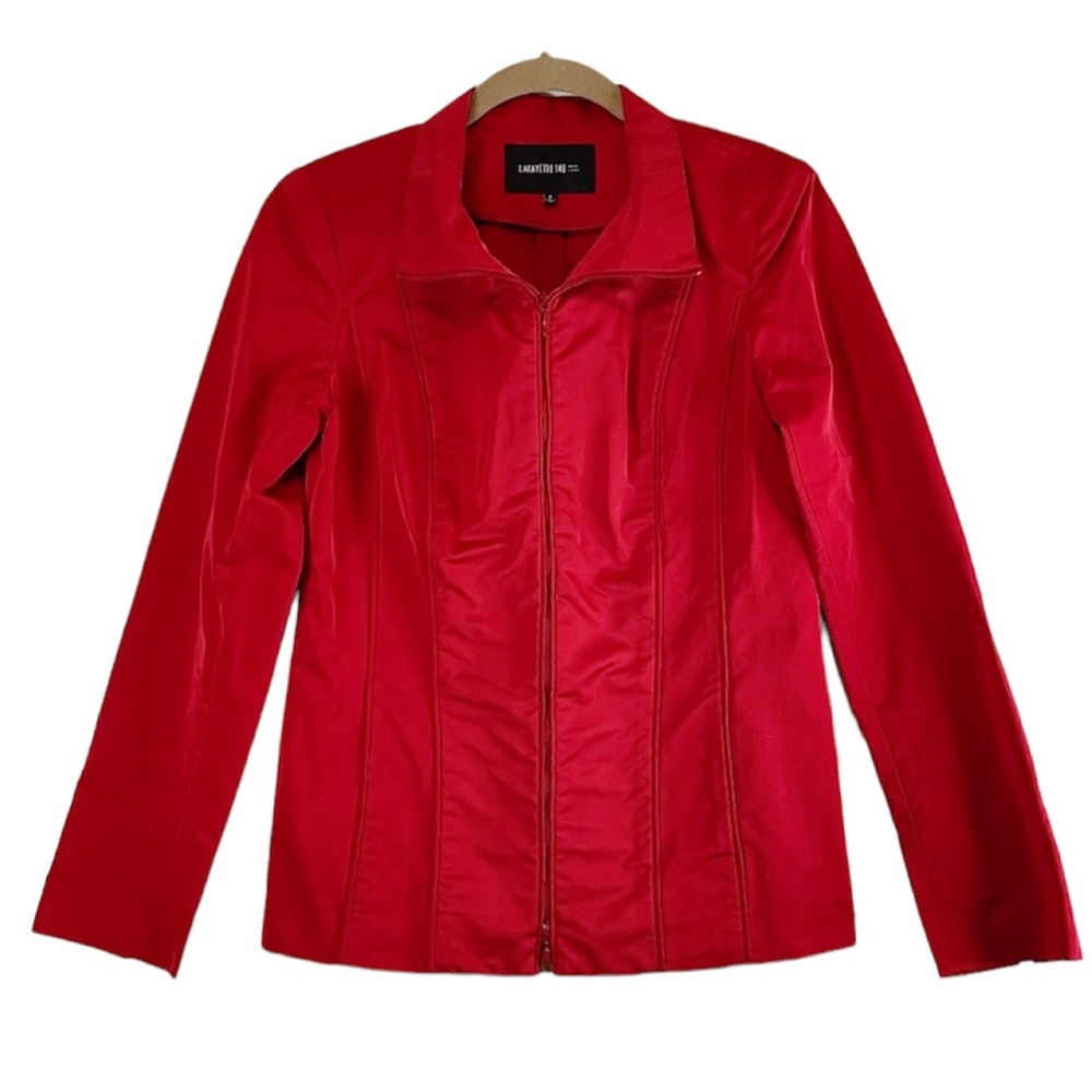 Lafayette 148 New York Red Zip Up Jacket Size 2